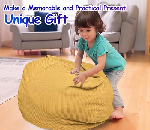 Image of Stuffed Animal Bean Bag Storage Chair Cover (No Filler) Soft Washable Stuffable Removable Premium Organizing Plush Toys Comfortable Organizer Keep Clutter with Premium Zipper Adults (Green, Medium)