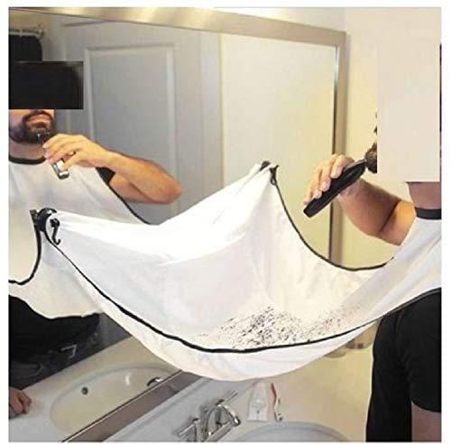 UBOYLI Waterproof Self Grooming Cloth Cape with Suction Cups for Mirror (White)