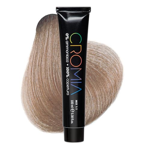 Cromia, Tinta per Capelli Senza Ammoniaca, Effetto Brillante e Colore Intenso, Completa Copertura dei Capelli Bianchi, Colorazione Permanente in Crema, Biondo Chiarissimo Cenere 9.1