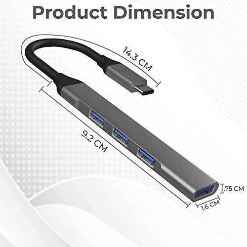 Image of ENTWINO C Type USB Hub with 4 Ports, 1 Port USB 3.0 & 3 Ports USB 2.0, Free C Type to USB OTG, Compatible for Laptop, Desktop Computer, Pen Drive, Mobile, Camera, Web Cam, Mouse, Keyboard, Tab, etc