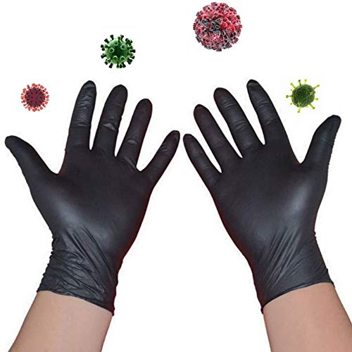 6-Box Disposable Nitrile Gloves Black Anti-Infection Anti-Allergy Isolated Germs Work Gloves Home Kitchen Cleaning Inspection Tool (100Pcs / Box),XL