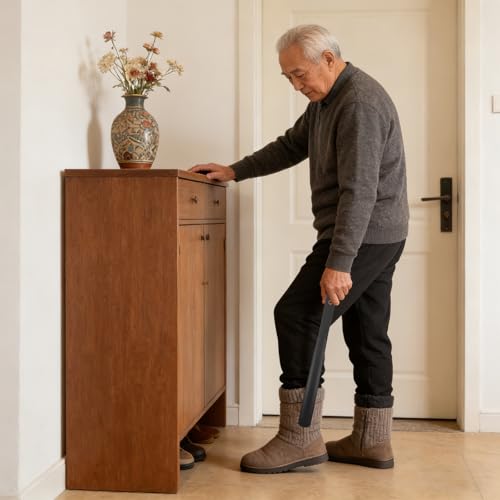 Calzador de pared magnético de madera negra de 50 cm para casa 6