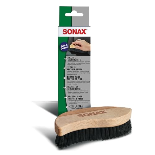 SONAX Textile & Leather Brush | Professional Interior Cleaning Brush for Fabric Upholstery Alcantara & Leather Surfaces | Durable Ergonomic Car Detailing Tool | 416741