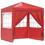 Tonnelle de Jardin Pliable, Tente de Réception Pavillon Barnum de Jardin Rouge 200x200x240 cm PE et Acier