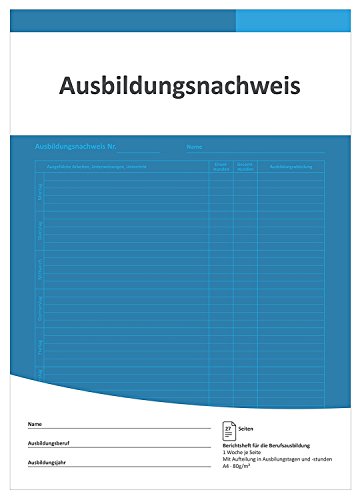 3er SET Berichtsheft Ausbildung/Ausbildungsnachweisheft täglich/wöchentlich - (DIN A4, 28 Seiten, 1 Woche je Seite)