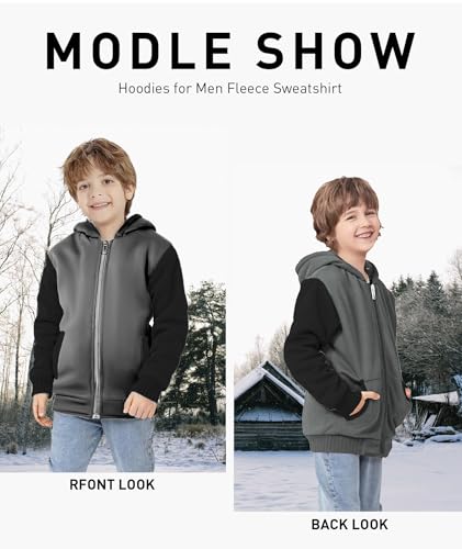 Image of GEEK LIGHTING Boys Sherpa Lined Hoodie Kids Fleece Sweatshirt Full Zip Hooded Jacket