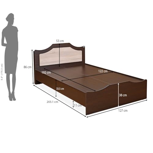 Image of Nilkamal Willy Wooden Double Bed Without Storage | Engineered Wood | Contemporary Design | Wenge & Sonoma Oak