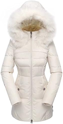 BeiniaValuker Women's Down Coat With Fur Hood With 90% Down Parka Puffer Jacket