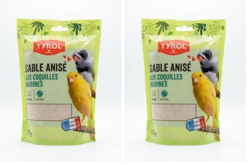 Tyrol | Arena Anisada para Aves Domésticas | Jaulas Para Pajaros | Fosfato, Yodo y Calcio | Higiene, Bienestar y Digestión de Semillas | Fácil de Usar | 1 Bolsa de 1,150 Kg | Pajaros Decorativos