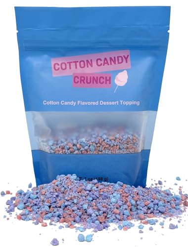 Cotton Candy Crunch Topping For Ice Cream, Froyo, Frappes, Cupcake And Dessert Toppings 7 Ounce