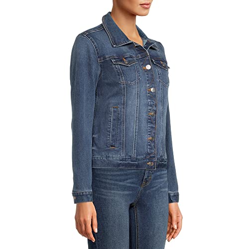 Time And Tru Women's Premium Stretch Denim Jean Jacket (Medium Wash) (Large (L, 12-14)) #TOP1