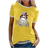 Tshirt Damen Rundhals Kurzarm T-Shirts Sommer Oberteile Mode MAMA Brief Gedruckt Lässig Tee Shirts Tops Basic Tunika Bluse Streetwear Teenager Mädchen