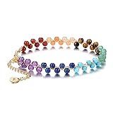GEHECRST Schmuck 7 Chakra Armband doppeltes Heilstein Armband einstellbar Yoga Armreif Meditation Energietherapie Perlenarmband für Männer Frauen (7 Chakra Armband)