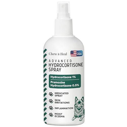 Hydrocortisone Spray for Dogs - 4 oz Dog Anti Itch Spray for Irritated Skin, Hot Spots, Flea Bites, Itching, and More - Made with Hydrocortisone and Pramoxine Hydrochloride - Made in the USA
