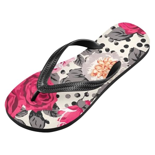 Women Beach Summer Casual Flip Flop Red Rose LeopardQuick Dry Sandals Slipper for Men 214B2552