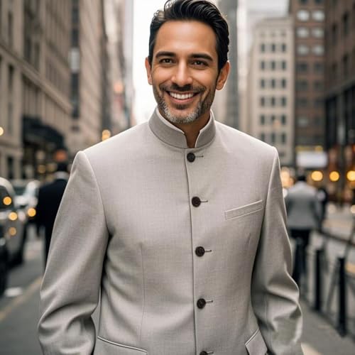 Men's Chinese Tunic Suit Set Formal 2 Pieces Blazer Pants Set Stand Collar Chinese Suit for Men Wedding Prom3