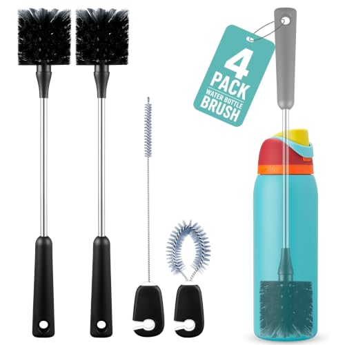 Image of EasyAcc Water Bottle Cleaner Brush, 4 Pack with 2 Long 15-Inch Brushes, Straw Cleaner & Mini Detail Tool for Owala, Stanley, Hydro Flask, YETI Tumblers, Mugs and Jars, Black