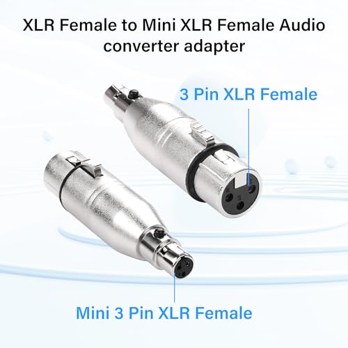 PNGKNYOCN Mini XLR to XLR Audio Converter,3-pin Mini XLR Female to XLR Female Microphone Audio Cable Adapter for Microphone Speaker Camcorder - Image 3