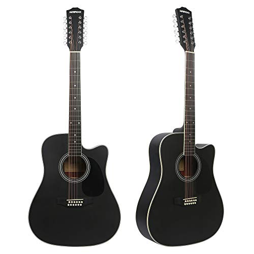 Janerock 12 String Acoustic Guitar Cutaway,Adjustable Truss Rod Full Size Bundle With Gig Bag,Tuner,Strings,Strap thumb #1