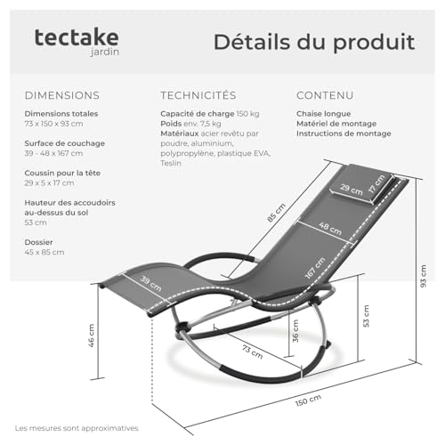 Chaise Longue Pliante Textilène Balancelle - TecTake GmbH