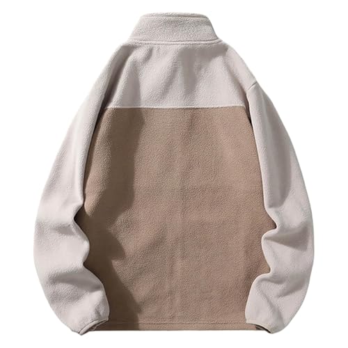 Full Zip Polar Fleece Jacket Men Colorblock Lightweight Soft Winter Coats Outdoor Windproof Jackets with Zipper Pockets4