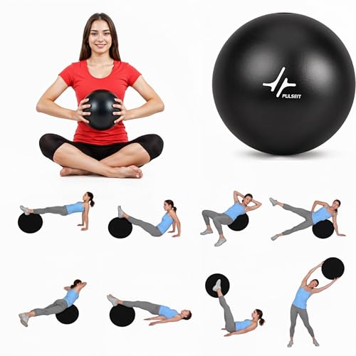 Image of PulseITOrbit Yoga Ball 25cm for Exercise, Balance & Core Strength | Anti-Burst Mini Pilates Ball for Home Workout, Yoga, Stability Training & Physical Therapy | Inflatable Soft Gym Ball (Black)