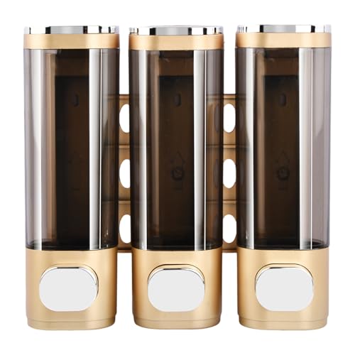 Mapille Dispensador de Jabón para Pared, Juego de 3 Dispensadores de Jabón, Dispensador Jabon Baño, Dispensador Gel y Champu Ducha, Adecuado para Champú, Gel de Ducha, Jabón (Dorado)