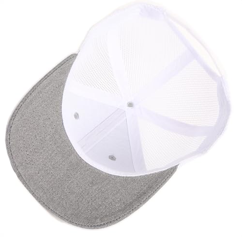 Image of Dad Est 2025 Hat for Men 1st Time Expectant New Dad to be Gifts for First Fathers Day Leather Patch Trucker Hat Grey White