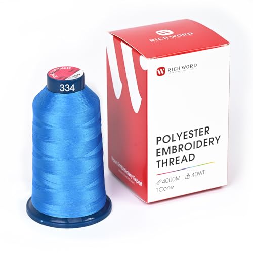 Image of Poolin Polyester Machine Embroidery Thread 4000M 40WT Sky Blue 0334 | Smooth Feeding with Stable Tension for Clean, Consistent Stitching on Home and Commercial Embroidery Machines