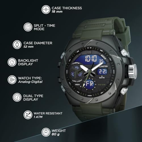 Image of Carlington Analog-Digital Sports Watch Chronograph, Dual Time,Alarm, Stopwatch, Calendar, Water-Resistant, Shock-Resistant, Back Light Display. The Perfect Watch for Men-CT9140 Series