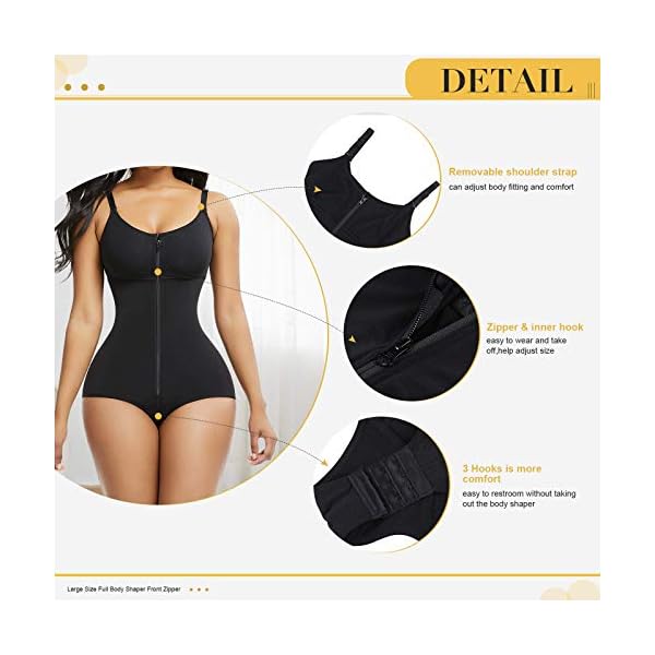 FeelinGirl-Women-Shapewear-Bodysuit-Tummy-Control-Fajas-Body-Shaper-for-Women-with-Zipper FeelinGirl Fajas Colombians Shapewear for Women Tummy Control Post Surgery Compression Garment Black XL