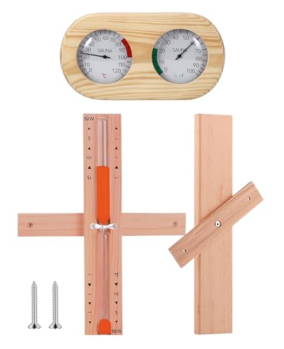 ALONK Sauna Thermometer Hygrometer 2 in 1, Sauna Sanduhr, Wandmontage 360° Drehbare Saunathermometer (15 Minuten) ALONK Sauna Thermometer Hygrometer 2 in 1, Sauna Sanduhr, Wandmontage 360° Drehbare Saunathermometer (15 Minuten)