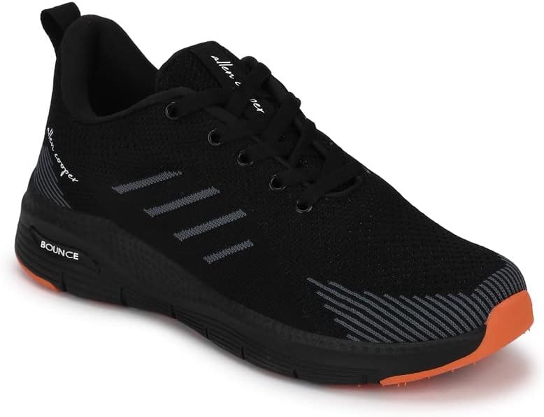 Allen Cooper Training,Road Running,Cricket,Gym,Sports Comfortable Extra Max Cusion with Memory Foam Insole Running Shoes for Men(457-BLACK/Size-8)