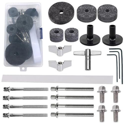 TUOREN Drummers Survival Hardware Kit 9Pcs Cymbal Parts Cymbal Sleeves Felts Hi Hat Clutch Hi Hat...