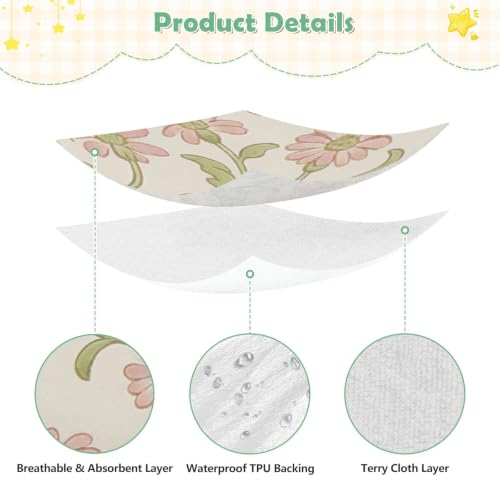 Parure de lit bébé imperméable rose à fleurs 71x132 cm - 6