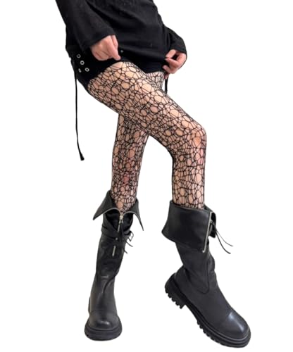 Image of Mrotrida Women's Irregular Spider Web Tights Big Ripped Fishnet Halloween Witch Tights Stockings Gothic Distressed Leggings