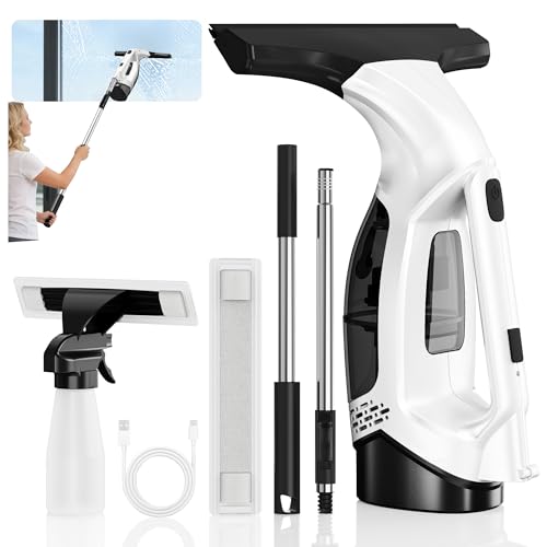 ZRHI Window Vacuum Squeegee Cordless with Extendable Pole 31-40', 2000Pa Electric Window Cleaner...