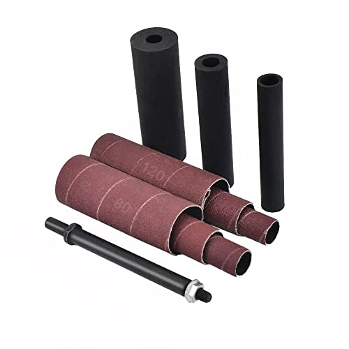 scottchen PRO Spindle Sander Adaptor 4-1/2' x 1/2' with Rubber Sanding Drum Kit OD 3/4', 1', 1-1/2' and Sandpaper Sleeves Grit# 80,120 - S/10