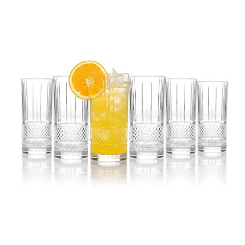 RCR 26719020006 Vasos Altos De Cristal Luxion, Juego De 6, Aptos para Lavavajillas, De La Colección Brillante, 370 ml, Copas Decorados, De Estilo Clásico, para Cócteles, Whisky Y Agua, Vidrio, Glass Cover