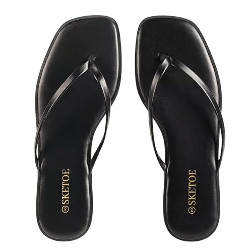 Image of Flip Flops Sandals for Women Square Toe Lightweight Thong Slides