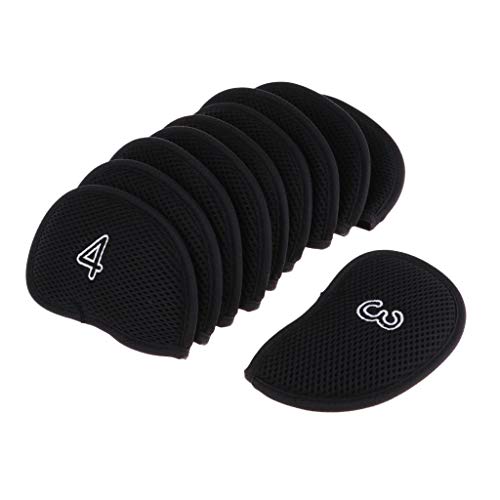 YIJU 10 Unidades de Poliéster para Taco de Golfe Capas Protetora de Ferro em Cunha - Preto