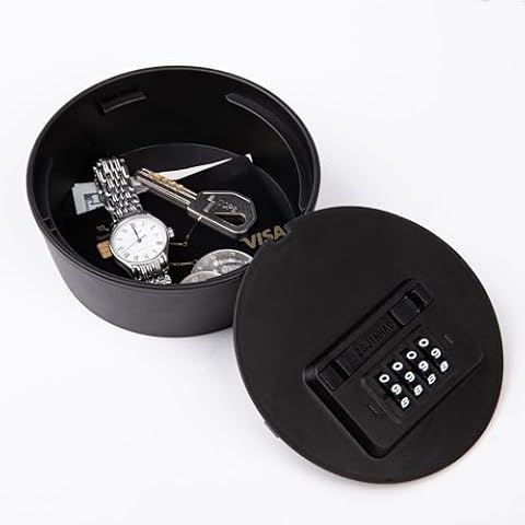 BarGifts Black Key Lock Box with Secret Storage, Portable Lock Box Large Capacity, Diversion Safe Key Lock Box with Code for Home, Office, Garage, Apartment Cover