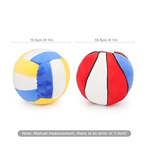 2PCS Interactive Dog Toys Dog Balls Suitable for Small and Medium Dogs, Squeaky Plush Dog Toys, Puppy Teething Chew Toys, Dog Christmas Birthday Gifts, Pet Dog Basketball Volleyball