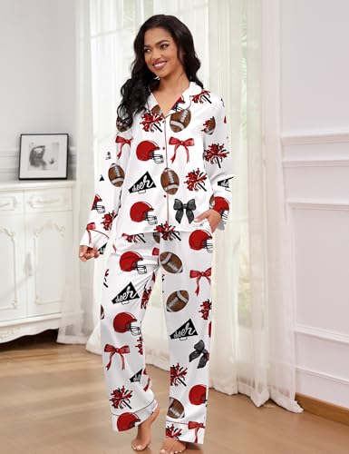 Image of SHESHOW Satin Pajamas for Women Set Long Sleeve Button Down Sleepwear 2 Piece Nightwear Women Pjs Sets Size XS-XXL