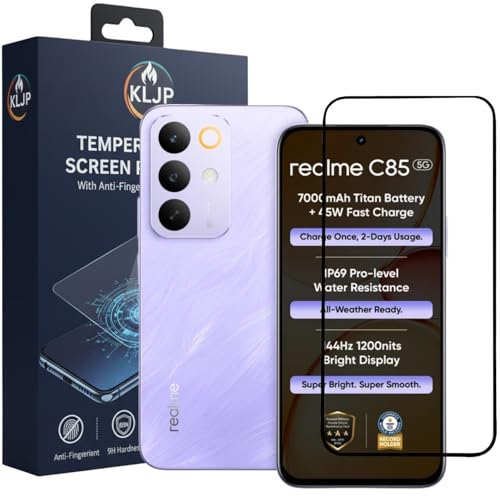 Image of Military-Grade Gorilla Tempered Glass For Realme C85 5G With Installation Kit | Edge to Edge Coverage | Black