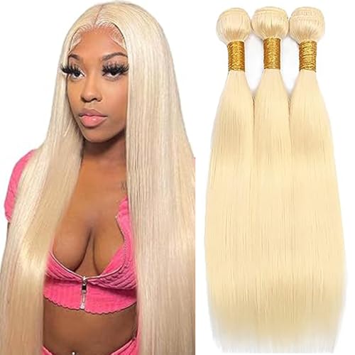 Cheveux humains straight #613 blond clair lisses extensions brésiliennes haut de gamme 34 pouces