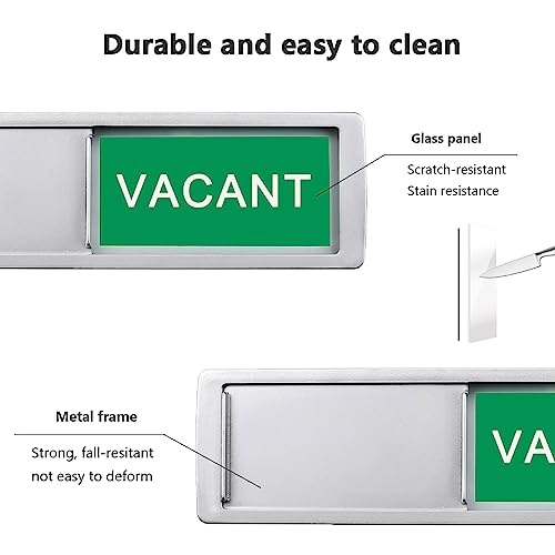 Image of Vacant In Use Door Sign for Home Office Restroom Conference Hotels Hospital, Vacant Occupied Slider Door Indicator Tells Whether Room Vacant or In Use, 7'' x 2'' - Silver
