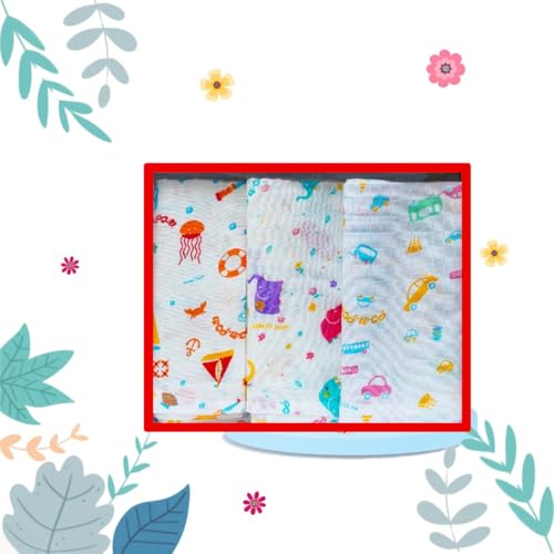 Image of Swaddle for Babies -100% Muslin Cotton Soft 2-Layer Swaddle /Blanket /Multipurpose Wrap for New Born Baby Girl & Boy | Perfect for Gifting | 90X90 cm, 0-6 Months, Set of 3