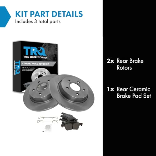 Image of TRQ Rear Brake Pad and Rotor Set Ceramic Compatible with 2005 Volvo S40 2005 V50