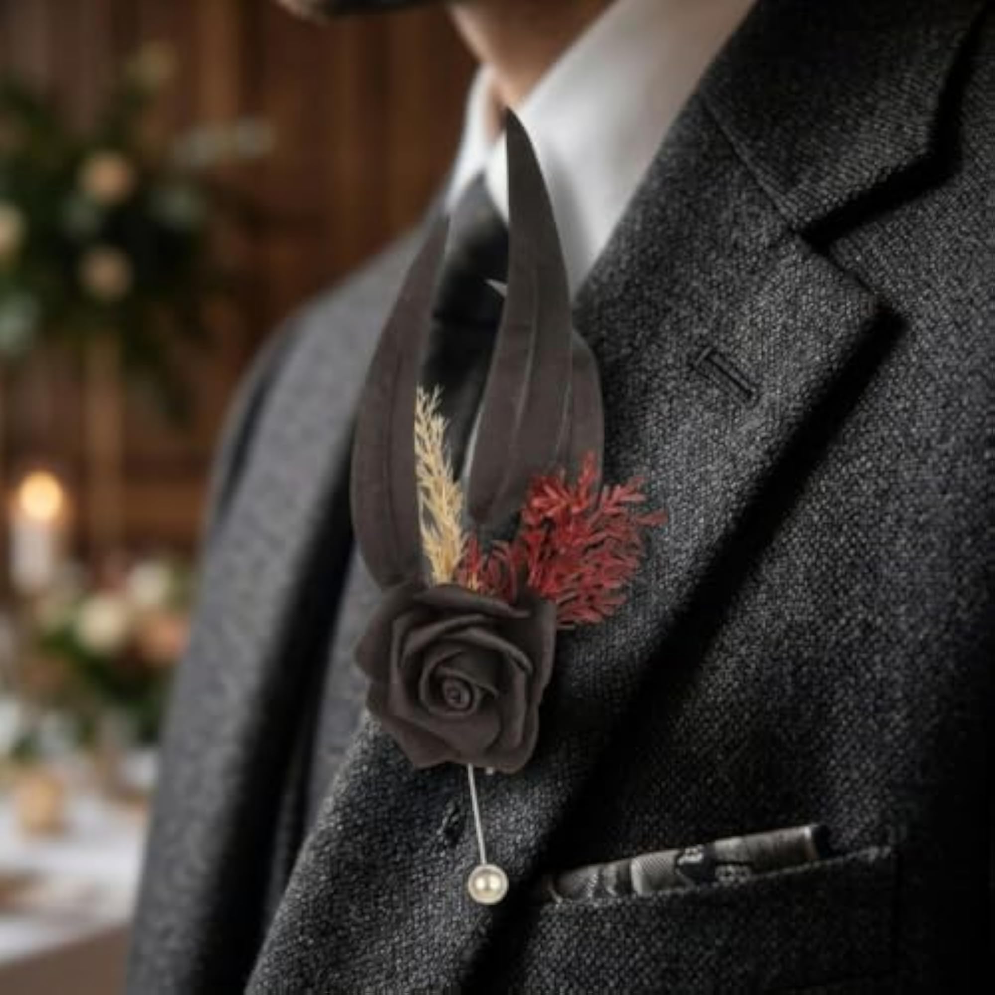 Gothic Rose Corsage-Style Lapel Pin Brooch for Halloween